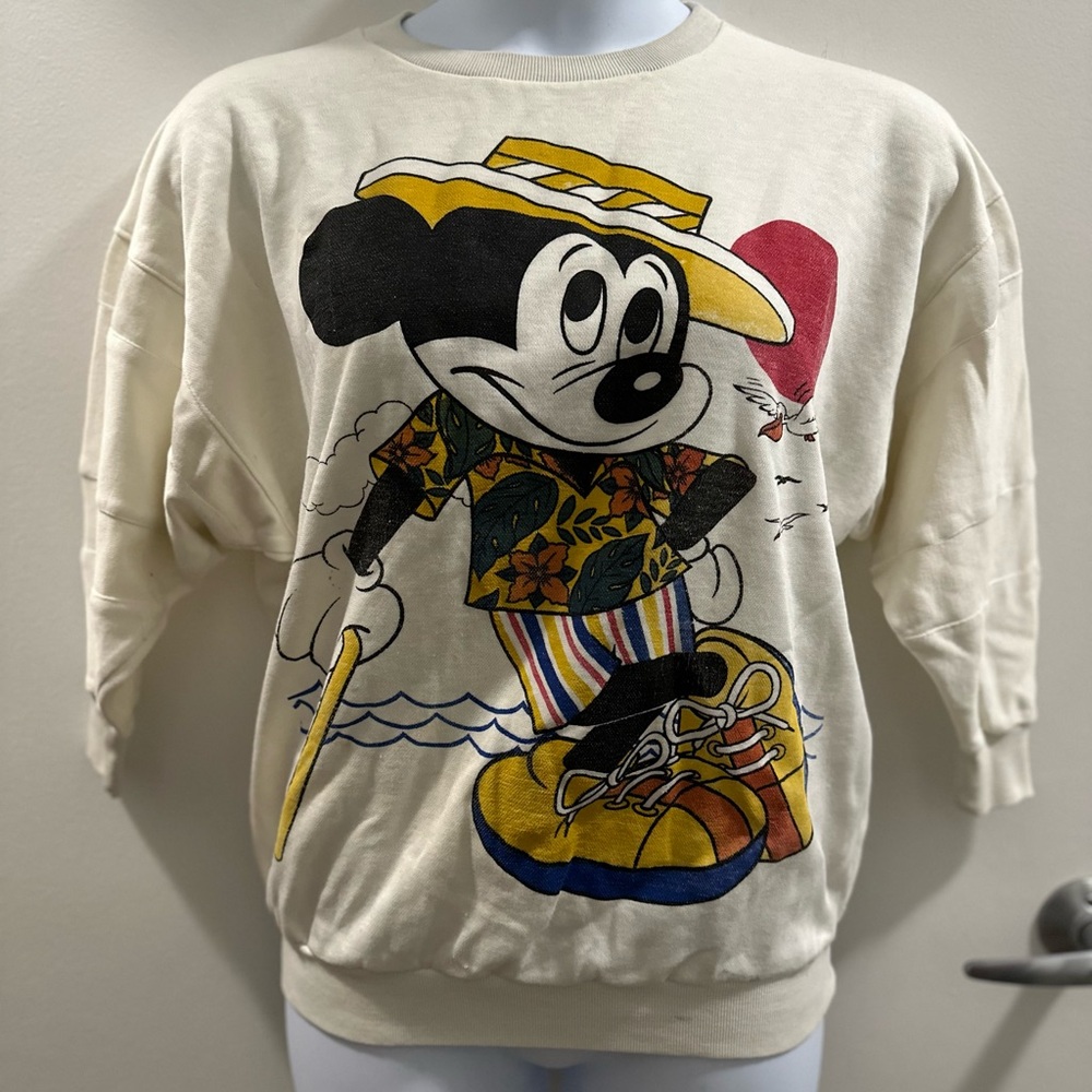 Vintage Mickey Mouse sweatshirt AS-IS CONDITION 90’s no labels Disney beige